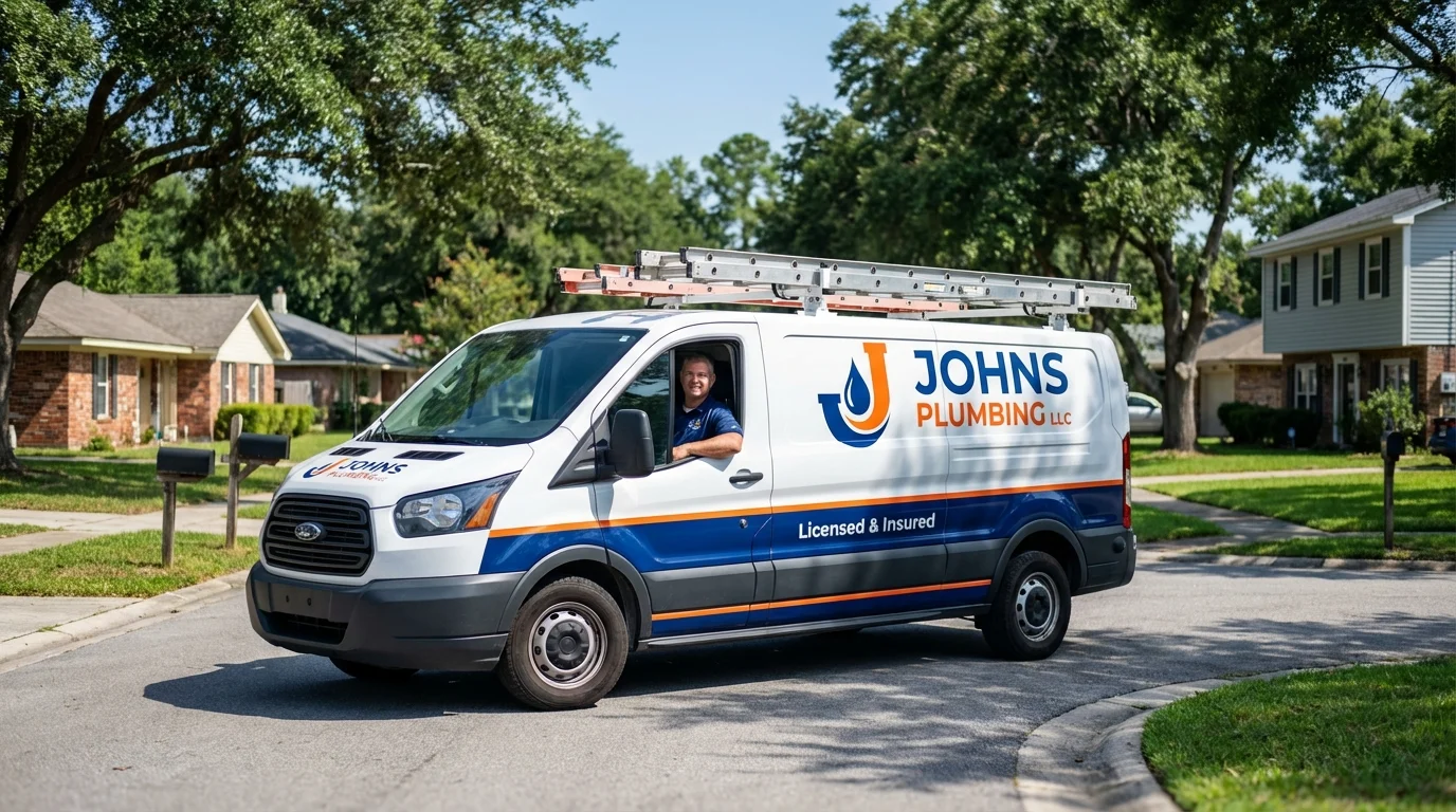 Johns Plumbing LLC service van in Locust Grove, OK