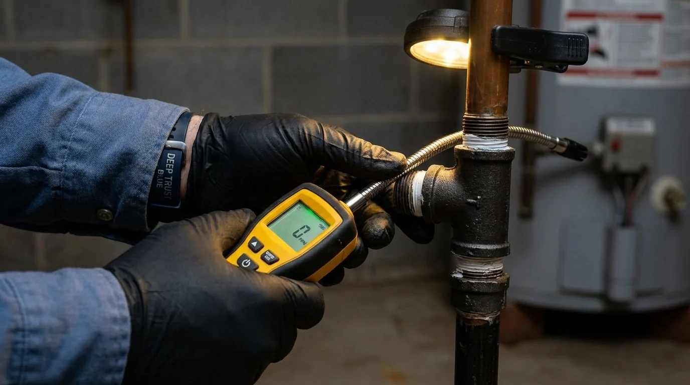 Gas leak detection with electronic sniffer by Johns Plumbing LLC in Locust Grove