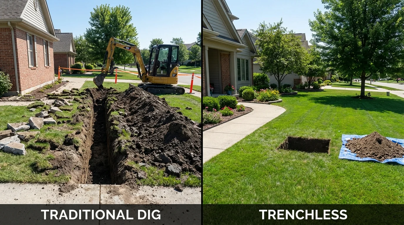 Trenchless sewer repair with minimal yard damage versus traditional excavation in Locust Grove, OK